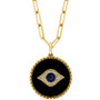 EFFY® Onyx, Sapphire (1/20 ct. t.w.) & Diamond (1/10 ct. t.w.) Evil Eye 18" Pendant Necklace in 14k Gold