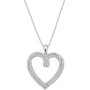 Diamond Double Row Heart Pendant Necklace (1/2 ct. t.w.) in Sterling Silver, 16" + 2" extender