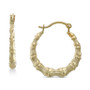 Bamboo Shaped Small Hoop Earrings in 10k Gold, 5/8"