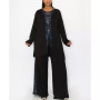 Plus Size Sequin Contrast Cardigan Sweater