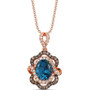 Deep Sea Blue Topaz (3 ct. t.w.) & Diamond (3/4 ct. t.w.) 18" Pendant Necklace in 14k Rose Gold