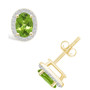 Peridot (1-3/4 ct. t.w.) and Created Sapphire (1/5 ct. t.w.) Halo Studs in 10K Yellow Gold