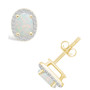 Created Opal (2/3 ct. t.w.) and Created Sapphire (1/5 ct. t.w.) Halo Studs in 10K Yellow Gold