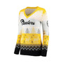 Women's White and Black Pittsburgh Steelers Ugly V-Neck Pullover Sweater