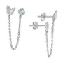 Cubic Zirconia Butterfly Chain Double Pierced Drop Earrings in Sterling Silver, Created for Macy's
