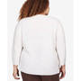 Plus Size Autumn Weekend Solid Texture Split Hem Sweater with Necklace