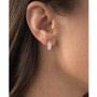 Cubic Zirconia Crossover Hoop Earrings in Sterling Silver (Also in 14k Gold Over Silver or 14k Rose Gold Over Silver)