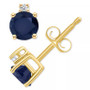 Tanzanite (1/2 ct. t.w.) & Diamond Accent Stud Earrings in 14k Gold (Also in Emerald, Ruby, & Sapphire)