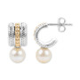 Cultured Freshwater Pearl (7mm)  Huggie Hoop Earrings in Sterling Silver & 14k Gold-Plate