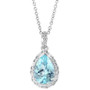 EFFY® Aquamarine (1-5/8 ct. t.w.) & Diamond (1/4 ct. t.w.) Halo 18" Pendant Necklace in 14k White Gold