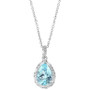EFFY® Aquamarine (1-5/8 ct. t.w.) & Diamond (1/4 ct. t.w.) Halo 18" Pendant Necklace in 14k White Gold