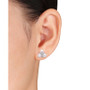 Cultured Freshwater Pearl (6 - 6-1/2mm) & White Topaz (1/5 ct. t.w.) Trio Cluster Stud Earrings in Sterling Silver