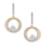 Cubic Zirconia Circle Drop Earrings in Sterling Silver & 14k Gold-Plate