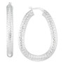 Textured Teardrop Hoop Earrings in 14k White Gold-Plated Sterling Silver