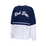 Women's Navy, White Boston Red Sox Chunky Pullover Sweatshirt