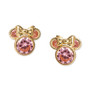 Pink Cubic Zirconia Minnie Mouse Stud Earrings in 14k Gold