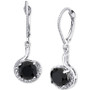 Onyx & Diamond (1/6 ct. t.w.) Leverback Drop Earrings in 14k White Gold