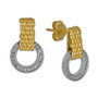 Diamond Mesh Circle Drop Earrings in 22k Yellow Gold Vermeil over Sterling Silver and Sterling Silver