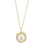 EFFY® Freshwater Pearl (13mm) & Diamond (1/3  ct. t.w.) Spiral Halo 16" Pendant Necklace in 14k Gold