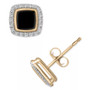 Diamond Black Enamel Square Halo Stud Earrings (1/6 ct. t.w.) in 10k Gold (Also in Red Enamel), Created for Macy's