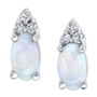 Opal (3/8 ct. t.w.) & Diamond (1/20 ct. t.w.) Stud Earrings in 14k White Gold