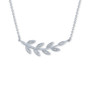 Diamond Accent Olive Branch Pendant Necklace in Sterling Silver, 16" + 2" extender