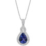 Tanzanite (3 ct. t.w.) & Diamond (1/4 ct. t.w.) Halo 18" Pendant Necklace in 14k White Gold
