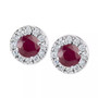 Sapphire (1-1/5 ct. t.w.) and Diamond (1/3 ct. t.w.) Halo Stud Earrings in 14k White Gold (Also Available in Ruby and Emerald)