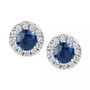 Sapphire (1-1/5 ct. t.w.) and Diamond (1/3 ct. t.w.) Halo Stud Earrings in 14k White Gold (Also Available in Ruby and Emerald)