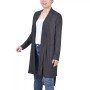 Women's Long Sleeve Knit Cardigan with Chiffon Back