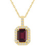 Garnet (2 Ct. T.W.) and Diamond (1/4 Ct. T.W.) Halo Pendant Necklace in 14K Yellow Gold