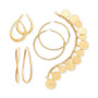 Large Patterned Teardrop Shape Hoop Earrings in 14k Gold Vermeil