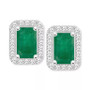 Emerald (1-1/8 ct. t.w.) & Diamond (1/5 ct. t.w.) Stud Earrings in Sterling Silver (Also in Ruby & Sapphire)
