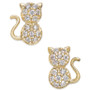 Cubic Zirconia Kitty Cat Stud Earrings in 10k Gold