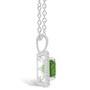 Peridot (1-1/2 ct. t.w.) and Diamond (1/7 ct. t.w.) Halo Pendant Necklace in Sterling Silver