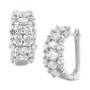 Cubic Zirconia Cluster Hoop Earrings in Sterling Silver