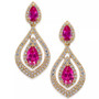 Ruby (1-1/2 ct. t.w.) & Diamond (3/4 ct. t.w.) Drop Earrings in 14k Gold (Also available in Emerald)