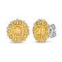 Sunny Yellow Diamond (5/8 ct. t.w.) & Vanilla Diamond Accent Starflower Earrings in Platinum & 14K Gold
