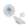 EFFY® Aquamarine (1-5/8 ct. t.w.) & Diamond (1/3 ct. t.w.) Sunburst Halo Stud Earrings in 14k White Gold