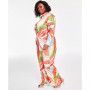 Trendy Plus Size Tropical-Print Wide-Leg Pants