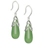 Sterling Silver Earrings, Jade Leaf Top Teardrop Earrings