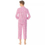 Womens 3/4 Sleeve Cotton Notch Collar Capri Pant Pajama Set