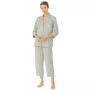 Womens 3/4 Sleeve Cotton Notch Collar Capri Pant Pajama Set