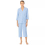 Womens 3/4 Sleeve Cotton Notch Collar Capri Pant Pajama Set
