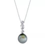 Cultured Tahitian Pearl (10mm) & Diamond Accent 18" Pendant Necklace in 14k White Gold (Also in Cultured Freshwater Pearl & Cultured Golden South Sea Pearl)