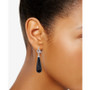 Black Agate & Cubic Zirconia Drop Earrings in Sterling Silver