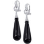 Black Agate & Cubic Zirconia Drop Earrings in Sterling Silver