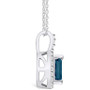London Blue Topaz (2 Ct. T.W.) and Diamond (1/4 Ct. T.W.) Halo Pendant Necklace in 14K White Gold