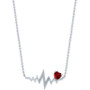 Lab-Created Ruby (1/20 ct.t.w.) & Diamond Accent Heartbeat Pendant Necklace in Sterling Silver, 16" + 2" extender