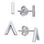 2-Pc. Set Polished Bar & Chevron Stud Earrings in Sterling Silver, Created for Macy's